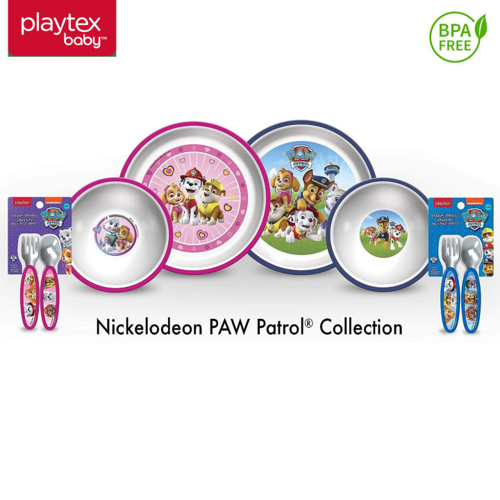 Playtex Mealtime Toddler Utensils Set / Plate / Bowl, Paw Patrol Design
