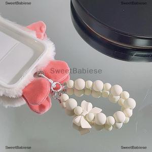 [COD] SweetBabiese Sweet Pink Bow Beaded Keychain Mobile Phone Chain Earphone Bag Charms Anti-lost Rope Car Keyring Backpack Pendant Jewelry