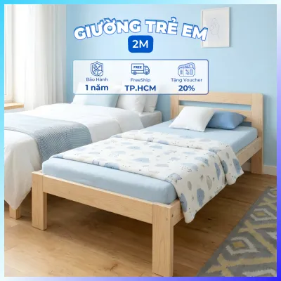 Giường Gỗ Ghép Cho Trẻ Em 2m Có Thanh Chắn Giường Ngủ Cao Cấp Rộng Lớn Đa Năng Cho Bé Và Gia Đình