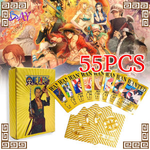 55pcs /Kartu Anime One/Luffy /Sauro/Ahasa Inggris Bahan/Piece 1box Emas/Bahan Asli Metal Original