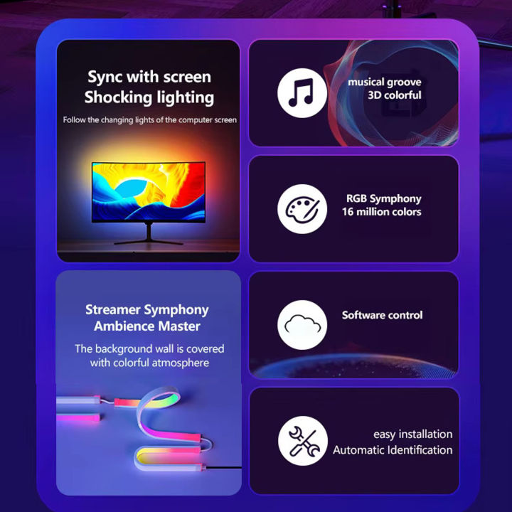 LED Ambient Light Strip Quick Installation RGB 16 Million Colors Sync ...
