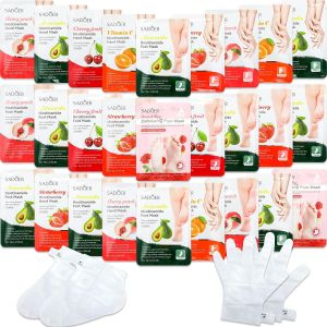 24 Pcs Fruits Beauty Foot Mask Bulk Hydrating Foot Moisturizing Gloves Shea Butter Aloe Mask for Spa Skincare Beauty Kits Self Care Gift for Women Girl Sister