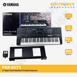 Yamaha PSR-E473 61-Keys Touch-Sensitive Portable Keyboard with X-type Folding Rack Metal Stand Yamaha Bag and Sustain Pedal