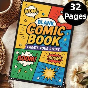 Blank Comic Book for Kids – 32 Pages DIY Drawing & Storytelling Sketch Notebook for Creativity