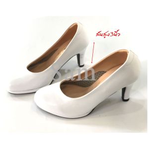 [ส่งเร็วพิเศษ!] 8am รองเท้าคัทชู หญิง  เล็กกว่าปกติ1ไซส์ รองเท้าแฟชั่น ส้นสูง รองเท้าหุ้มส้น สูง3นิ้ว หนังนิ่ม ใส่สบาย SB008