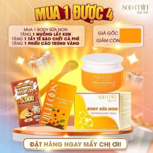 Kem body sữa non Soo Min Hàn QuốcKem body trắng da cấp tốc phục hồi da mỏng yếu chống nắng 250gram MUA 1 TẶNG 4