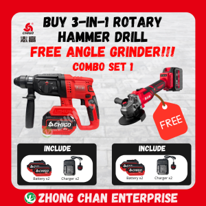 CHIGO OFFER 3-in-1 Rotary Hammer OR Angle Grinder – Each Includes a Free Tool