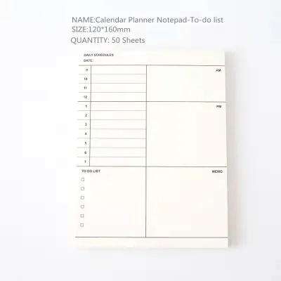 Calendar Planner Notepad-weekly monthly To-do List Planner notebook College notebook Sticky note