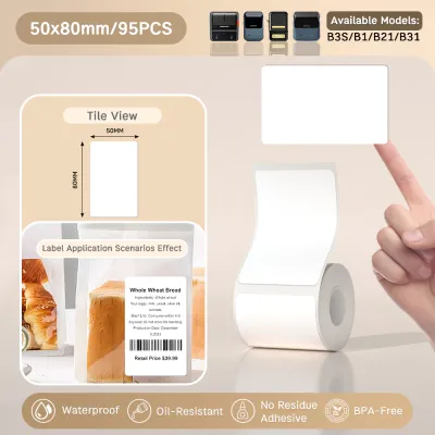 NIIMBOT B21/B1/B3S White Thermal Label Sticker Paper Clothing Tag Commodity Price Food Self-Adhesive