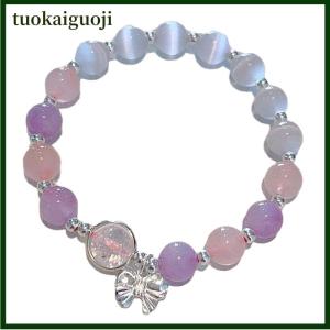 tuokaiguoji Moonlight Bowknot Beaded Bracelet Light Luxury Elastic Bracelet For Girls Women Jewelry Accessories Gifts