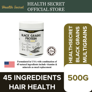 HEALTH SECRET Black Grains Multigrains | With Biotin Black Sesame and Prebiotic | Multivitamin Black Sesame Grain Powder (500G)