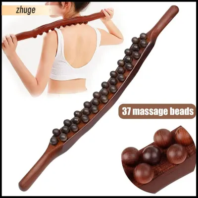 ZHUGE Universal Body Massaging Stick 37 Beads Handheld Massage Tool Durable Relax Therapy Back Scraping Stick