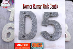 Nomor Rumah Aesthetic Angka & Huruf Hiasan Glitter Silver - Ukuran 8 x 5 x 1 cm (40g) - Termasuk Paku Baut