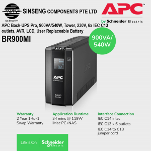 APC Back UPS Pro BR 900VA 6 Outlets AVR LCD Interface BR900MI