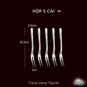 Dĩa Ăn Trái Cây Kháng Khuẩn Inox 316L SSGP Nĩa Xiên Hoa Quả An Toàn Dày 2.5mm Bo Tròn Mịn Đạt Chất Lượng LFGB Đức