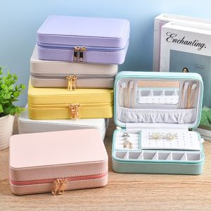 FSFDS PU Leather Trinkets Storage Organizer Large Capacity Dustproof Jewelry Storage Case Fashion Simple Jewelry Display Box For Home