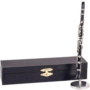 Clarinet Model Desk Decoration Miniature Clarinet Replicas with Stand and Case Gift for Musicians Music Scene Accessory