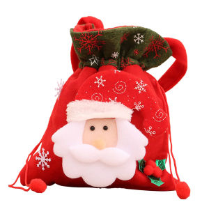 Christmas Dolls Bags Gift Bag Christmas Santa Snowman Elk Plush Doll Drawstring Bag Candy Storage Bag Kids New Year Xmas Party Decorations