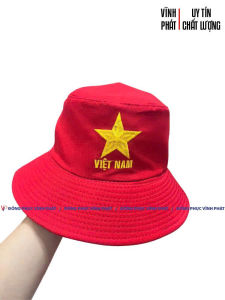Mũ Nón Tai Bèo Vải Kaki Màu Đỏ Người Lớn Trẻ Em THÊU Logo Sao Vàng Việt Nam- Hình thật hàng sẵn số lượng nhiều