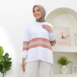 Vanona Kaos Oversize Garis Lengan Panjang LD 125 Atasan Wanita Terbaru By Deloza