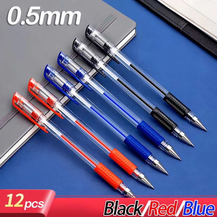 12 pcs/box Gel Pen Set 0.5mm Sign Pen Black Blue Red Ink Pens Neutral ...