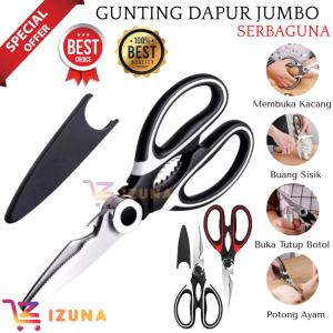 [IZUNA] KC01 GUNTING DAPUR BESAR SERBAGUNA / GUNTING IKAN AYAM DANGING TAJAM / GUNTING DAPUR STAINLESS STEEL / GUNTING DAPUR PREMIUM DENGAN SARUNG / GUNTING DAPUR MULTIFUNGSI
