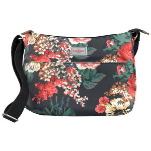 Cath Kidston Matt Oilcloth The All Day Bag Water Resistant Crossbody Handbag Bloomsbury Bouquet Floral Pattern Black 538435
