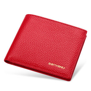 MISTLETOE Ultra Thin Small Women Purse Simple Design Original 100% Cow Genuine Leather Wallet for Woman Red Black Color