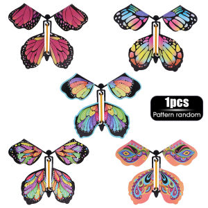 5Pcs Magic Flying Butterfly Wind Up Toy In The Sky Funny Rubber Band Powered Cards Kids Tricks Props Party Great Surpris Gift