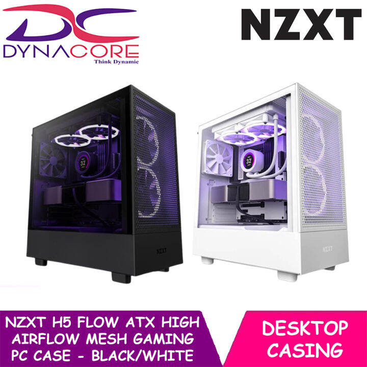 DYNACORE - NZXT H5 Flow ATX High Airflow Mesh Gaming PC case - Black ...