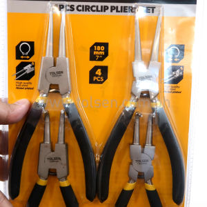 Tolsen 4Pcs Circlip Plier Set (7") 10097 Dipped Handle