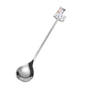Sacesr Polished Cat Fish Stainless Steel Spoon Colorful Stirring Spoon Stirring Spoon Japanese Korean Style Dessert Spoon Children X2Z8B
