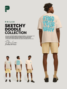 Phileo Love  Loose Fit Shirt for Women and Men Sketchy Doodle Collection 240GSM- Find your way