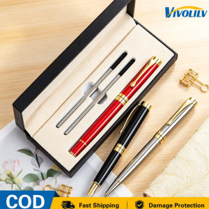 VIVOLILV Ready Stock📦Plug-in Black Bead Signature Pen Business Writing Ball Pen Luxury Office Stationery Gift Box