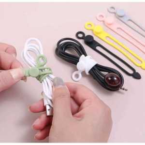 10PCS Silicone Cable Tie Earphone Headphone Mouse Charging Wire Cord USB Organizer Accessories Pengikat Kabel 硅胶绑带