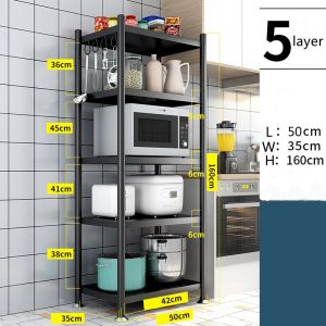 Kitchen Rack Floor-To-Ceiling Movable Shelf Household Multi-Function Microwave Oven Storage Rack HX28-2545