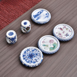 Ceramic Blue White Lid Placement/ Coasters Home Room/study/office/teahouse Tea Ceremony Supplies/kung Fu Tea Set Accessories