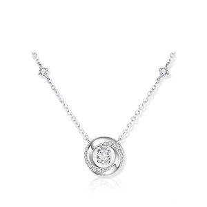 CTS S925 Moebius Strip Silver Necklace Pulsatile Heart Pendant for Women Light Luxury Chain Birthday Gift CHOW TAI SENG 周大生 S1PC1357