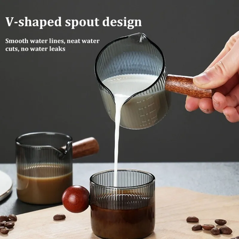 120ML Glass Coffee Measuring Cup with Wooden Handle Espresso Cup Double  Mouth Heat-resistan Coffee Mug | Lazada PH