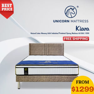 Unicorn Kiara 11 Inch With Latex Pocketed Spring PillowTop Mattress + Divan K99 Bedframe Bundle Set