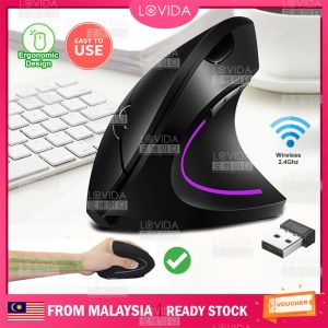 LOVIDA Malaysia Rechargeable 2.4G Wireless Ergonomic Vertical Mouse 1600 DPI Optical Computer Laptop Mouse
