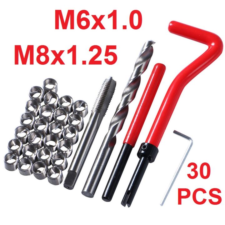 30PCS/SET Recoil Helicoil Thread Repair Pro M6 M8 M5 M10 Alat Mobil