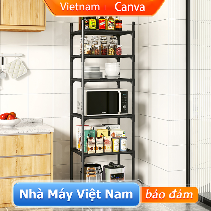 Canva Kệ sắt rèn nhà bếp Kệ gia đình Kệ lưu trữ lò vi sóng nhiều lớp Kệ ...
