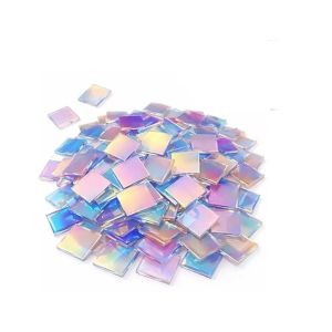 50Pcs Rainbow Radiant Acrylic Sheets SquareHolographic Acrylic Mosaic Art 2x2cm 3x3cm Holo Plexiglass Tiles