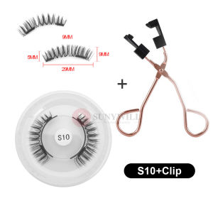 SUNYWILL®1 Pairs 3D False Eyelashes 4Piece Magnetic Eyelashes for Makeup Natural Magnetic Lash