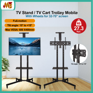 Universal TV Cart Movable / Full Motion TV  Bracket / TV Rack / Adjustable TV mount Stand with Wheels for 32"-72" Screen