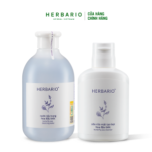 Bộ Nước tẩy trang 300ml + Sữa rửa mặt tạo bọt 100ml hoa đậu biếc herbario chống lão hóa trẻ hóa da