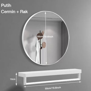 60CM Cermin dinding kamar mandi Hiasan dinding besi bundar yang Dipasang di dinding cermin Rak kamar mandi