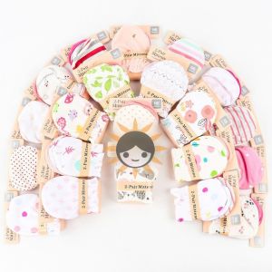 5 pairs Baby Safety Gloves For Girls Boys Newborn Mittens Cotton Accessories Cartoon Cute Soft 0-6M