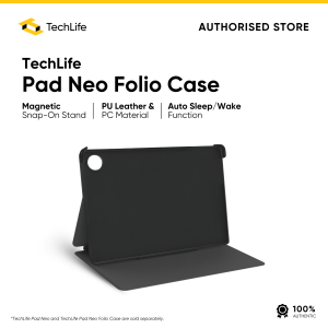 TechLife Pad Neo Folio Case l Magnetic Snap-On Stand l Auto Sleep/Wake Function
